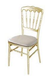 Picture of Chair Napoleon GOLD with White leatherette seat cushions