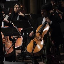 Picture of cello + orchestra